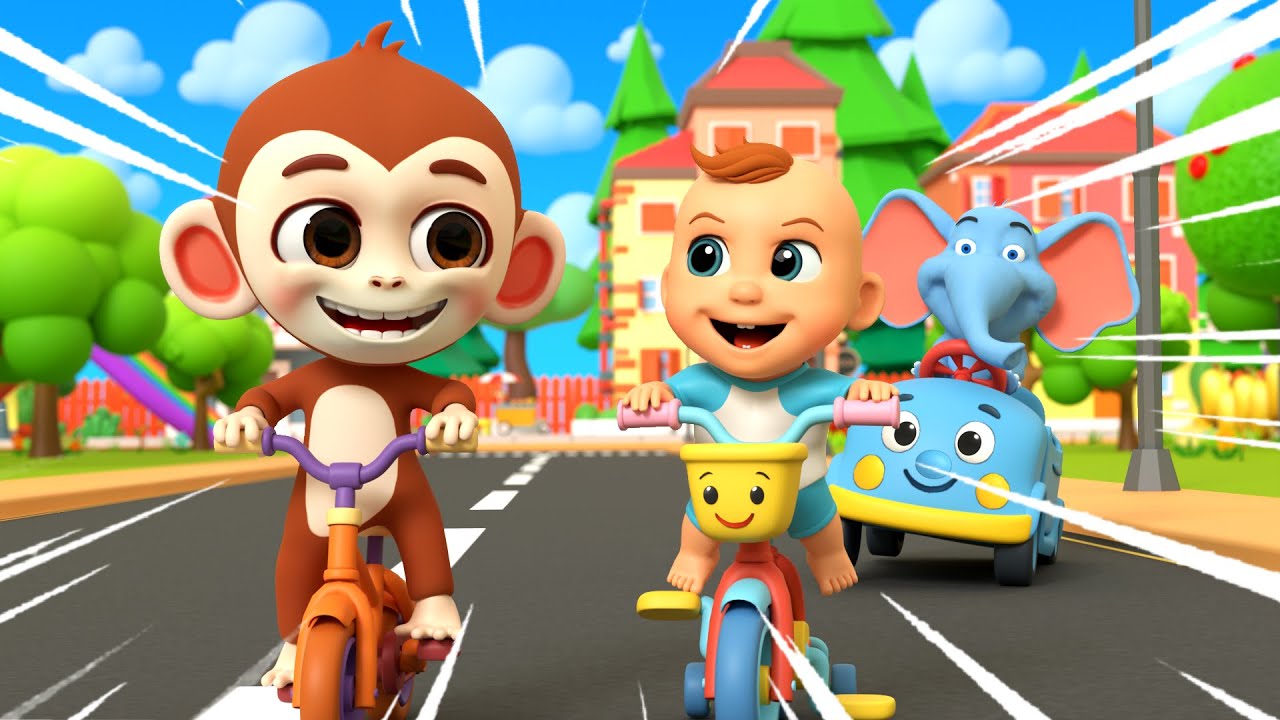 Farm Animals Bike Race Game | Learn Animals Toddler Nursery Songs | Newborn Baby Rhymes