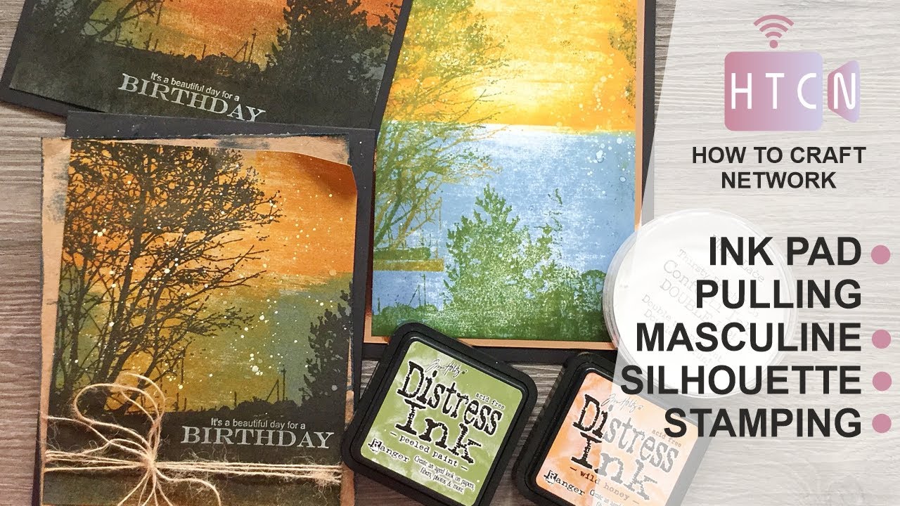 HOW TO - INK SWIPING TECHNIQUES - SILHOUETTE STAMPING - SUNSET - HANDMADE CARDS - QUICK!
