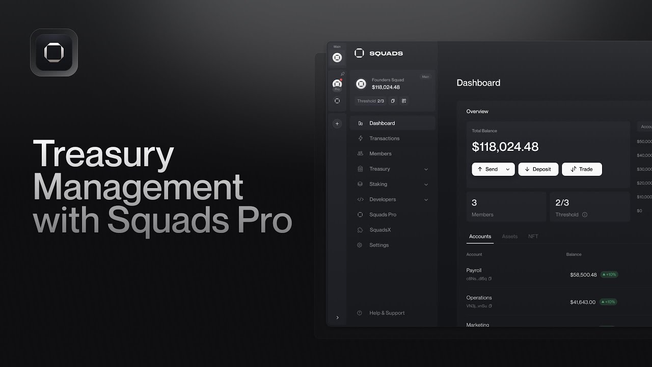 Treasury Management with Squads: Solana's Smart Account Standard