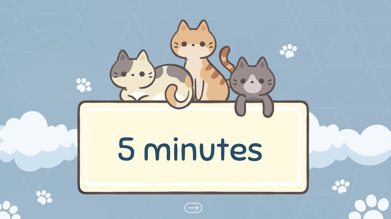 5 Minute Classroom Timer for Kids | Cute Cat Visual Countdown (No Music)