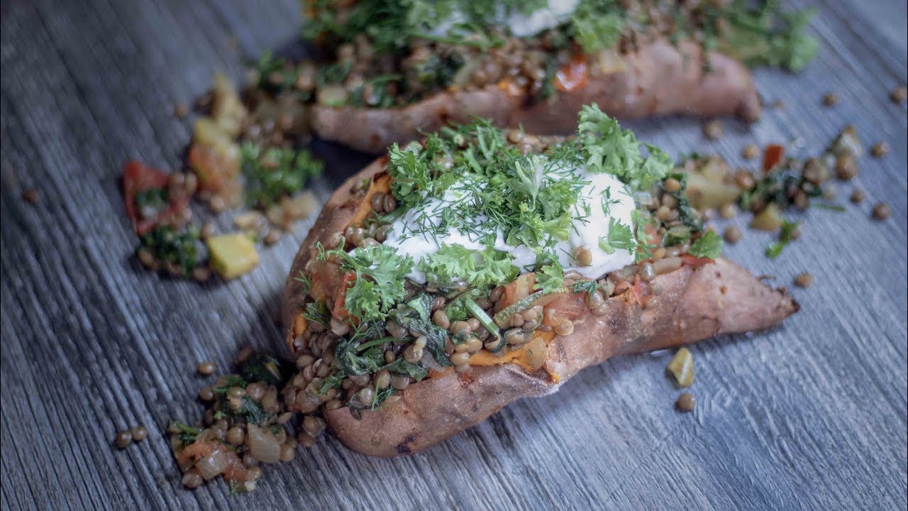 Sweet Potatoes with Lentils | Easy Vegan Recipe for Fitness & Health
