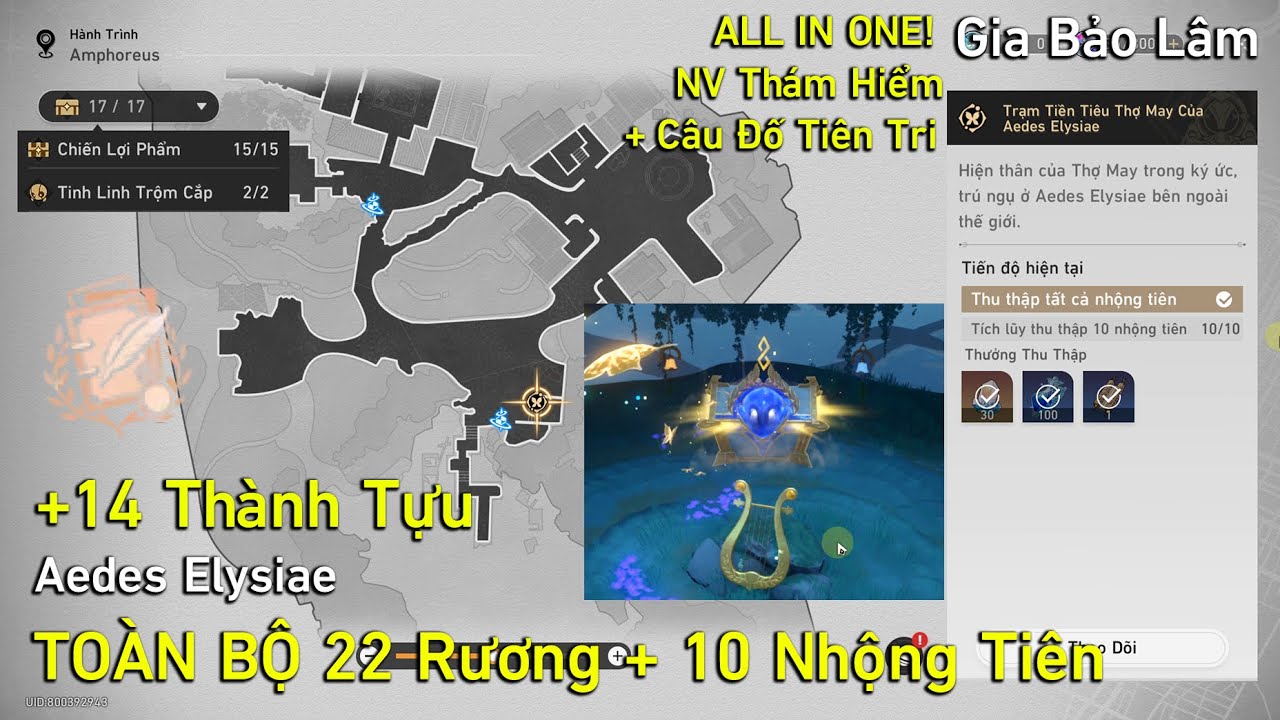 HSR 3.4 | Aedes Elysiae - TO&Agrave;N BỘ 22 Rương, 10 Nhộng Ti&ecirc;n & 14 Th&agrave;nh Tựu
