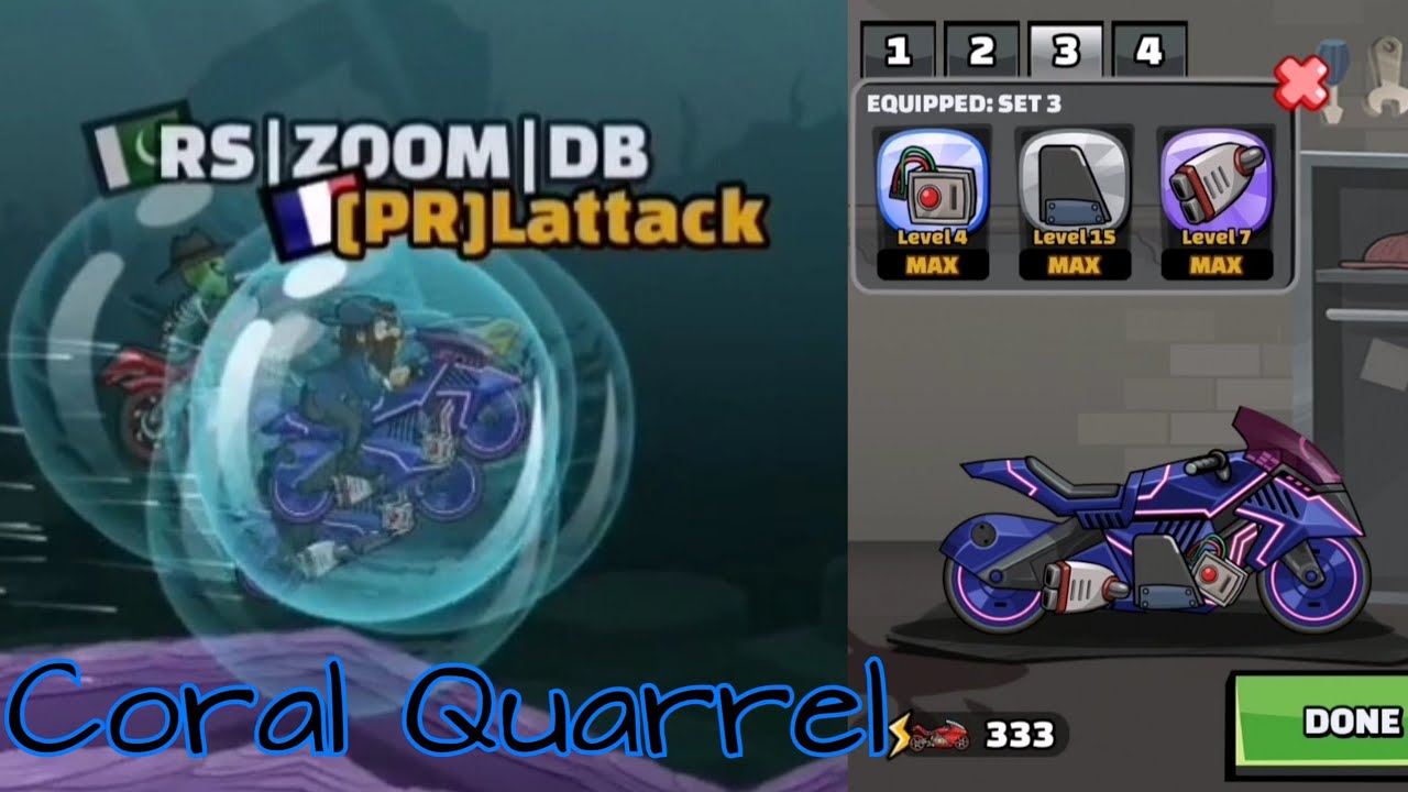 MAXING COIN BOOST ON SUPERBIKE & Weekly Race Coral Quarrel Hill Climb Racing 2
