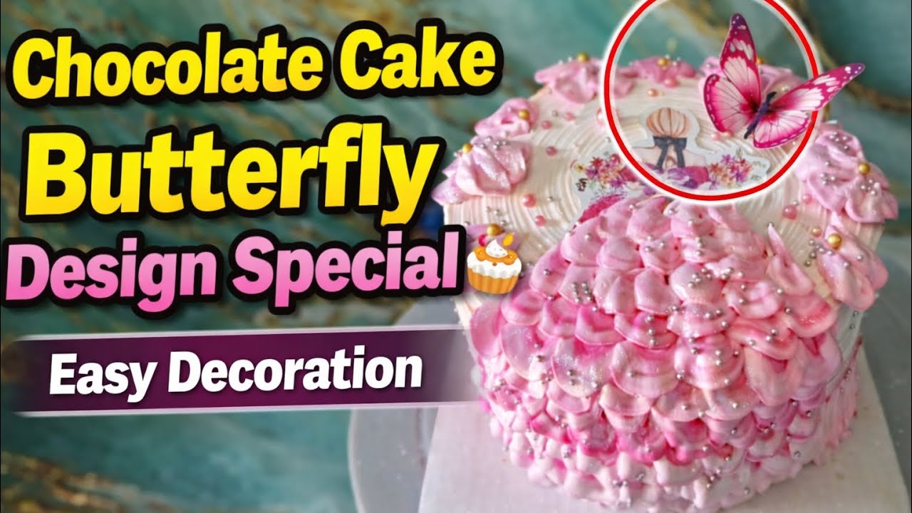 🦋 Chocolate Butterfly Design Cake | Easy Decoration Tutorial | Pink Cake Special#viralvideo 