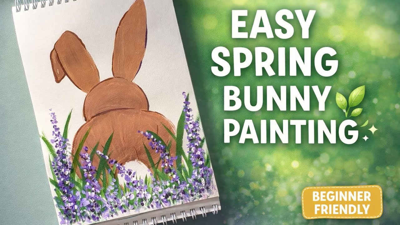 You Can Paint This 🐰🌿 | Easy Spring Bunny Acrylic Tutorial