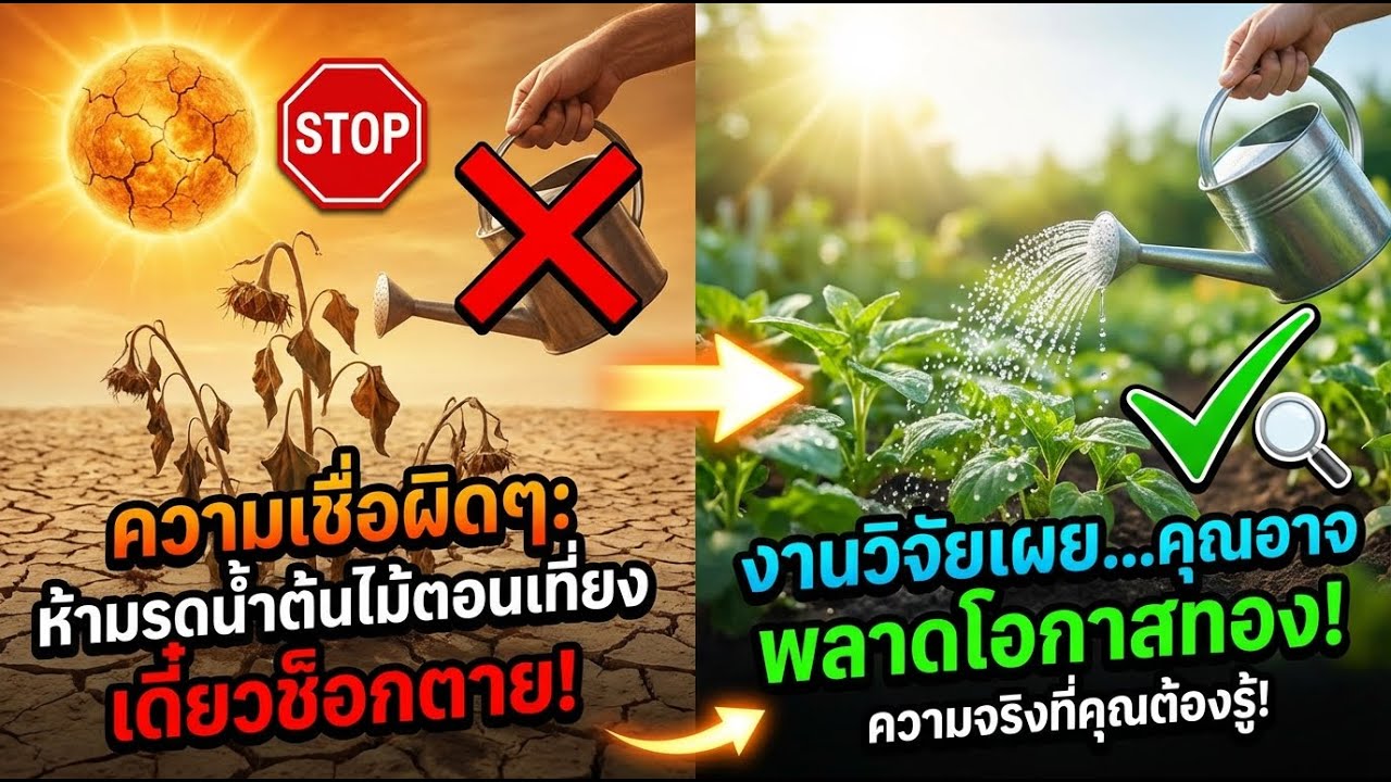 หยุดรดน้ำเที่ยงจริงไหม? วิทยาศาสตร์บอกผลต่อพืชอย่างไร