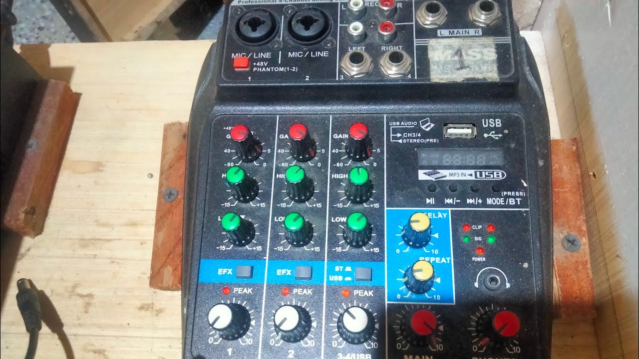 bluetooth 4 channel mixer testing with microphone effects