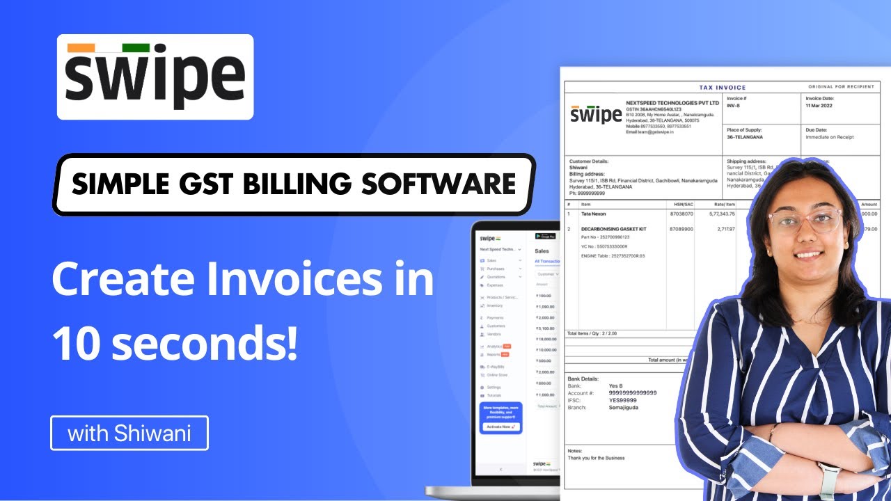 Create Invoice in just 10 Seconds! | Swipe Billing Software