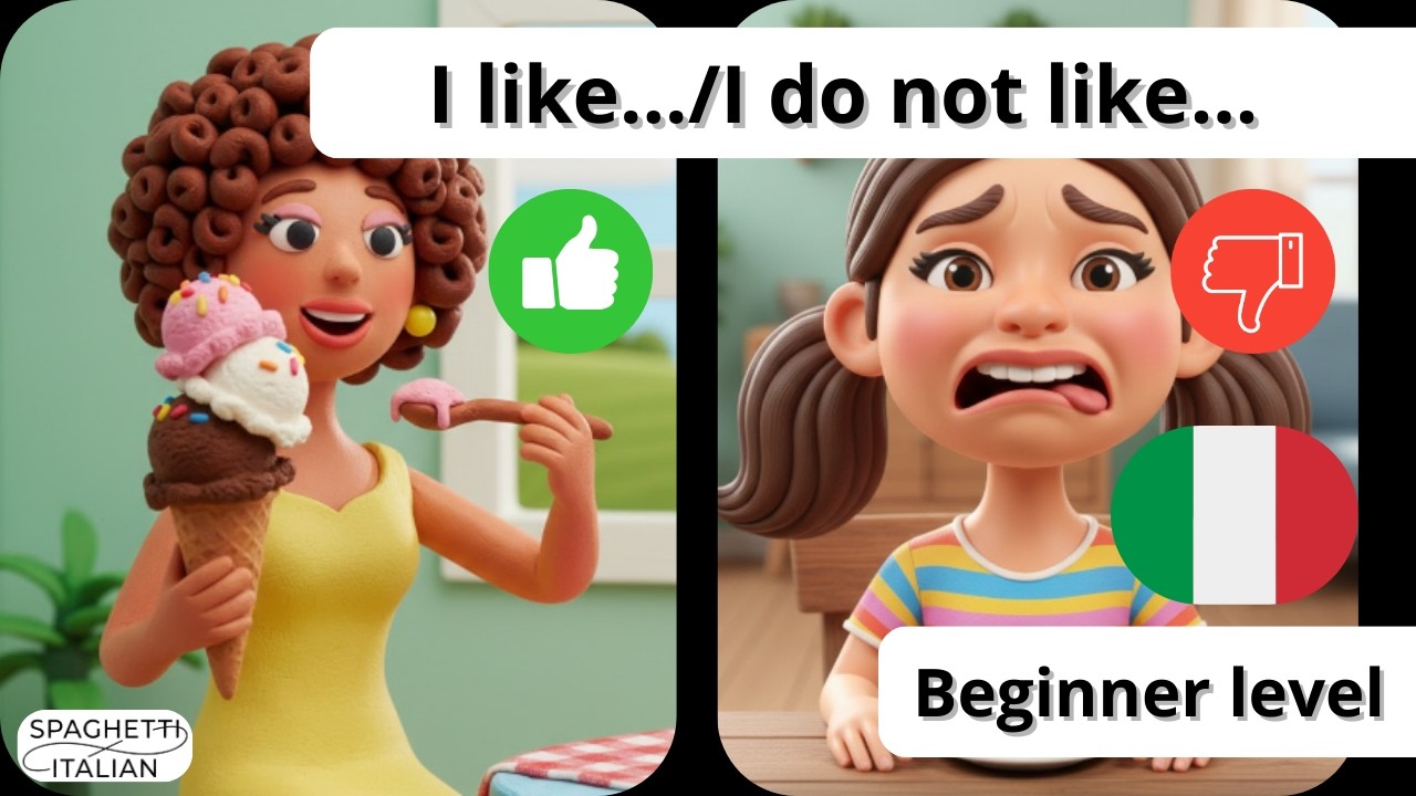 LEARN ITALIAN WITH IMAGES - I LIKE... / I DO NOT LIKE... - COMPREHENSIBLE INPUT