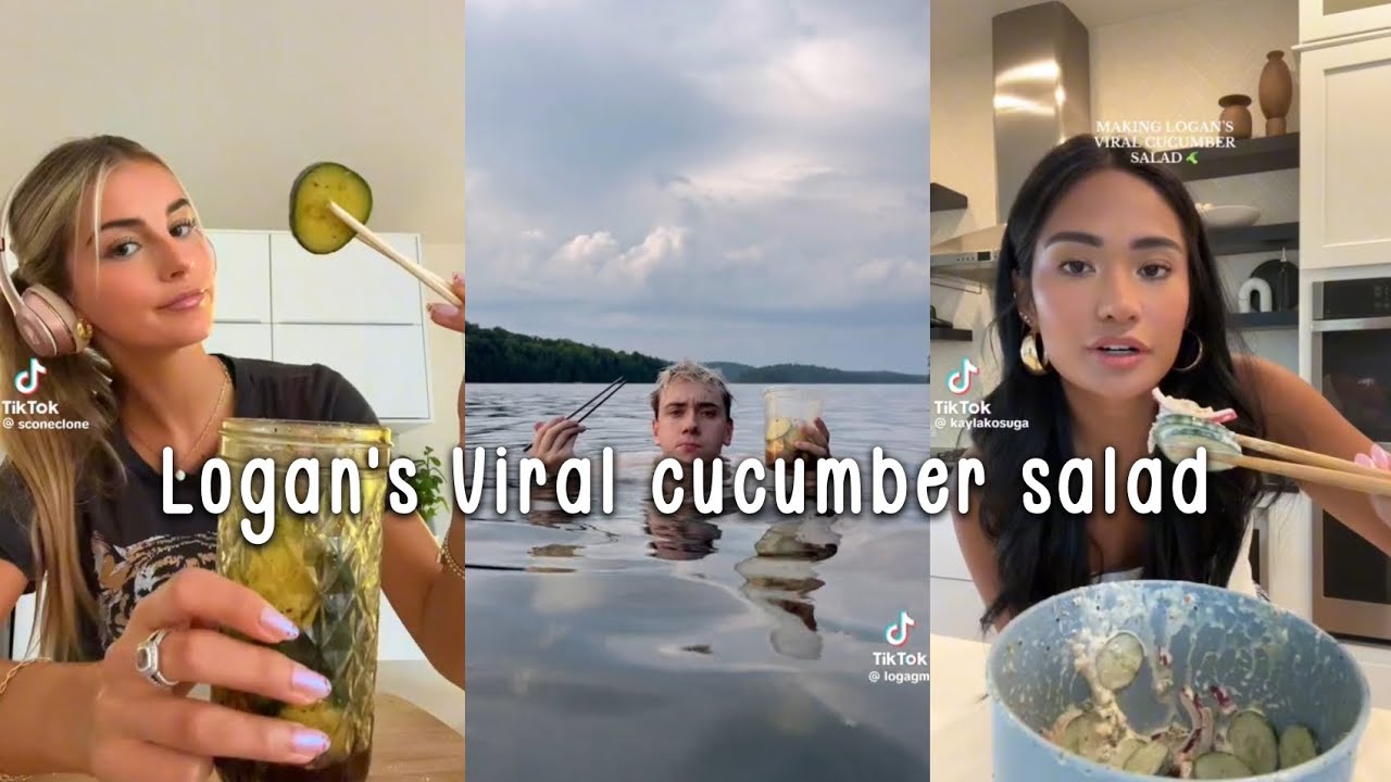 Trying Logan's Viral Cucumber Salad 🥒 🥗 #cucumbersalad