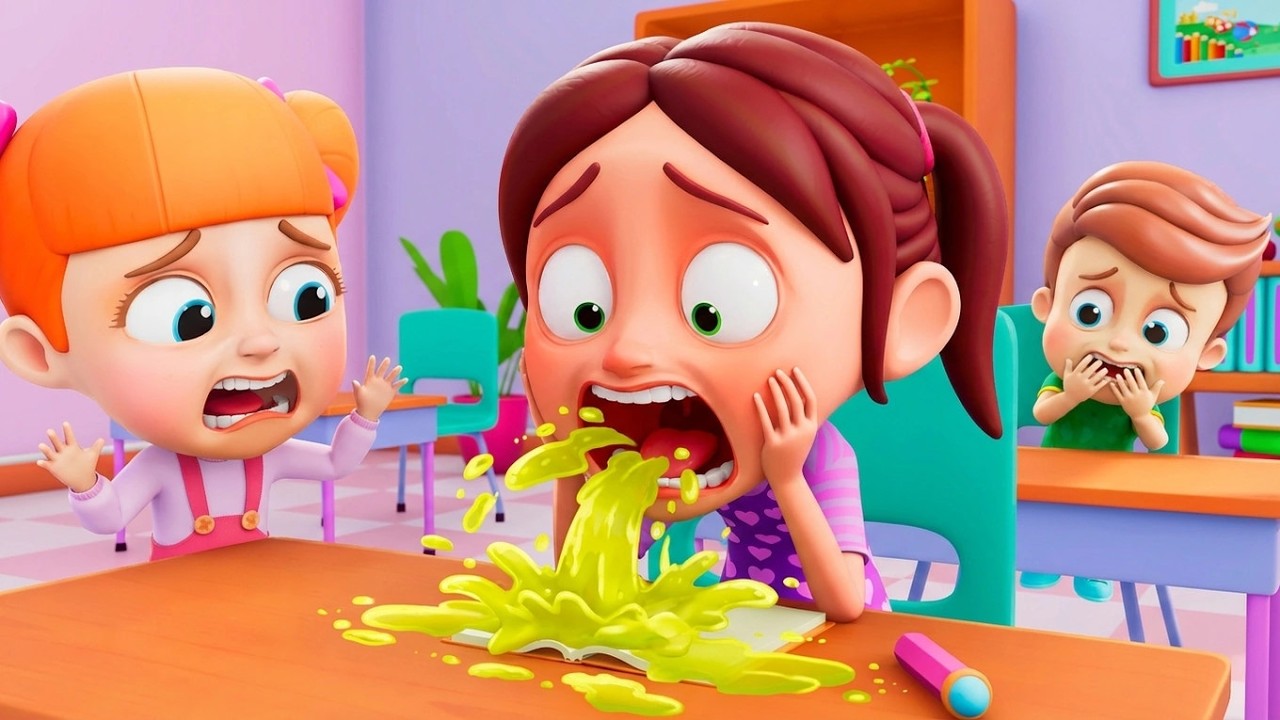 Piosenka dla dzieci o złym żołądku 🤢 Dlaczego wymiotujemy? 😷 Piosenki edukacyjne w języku polskim