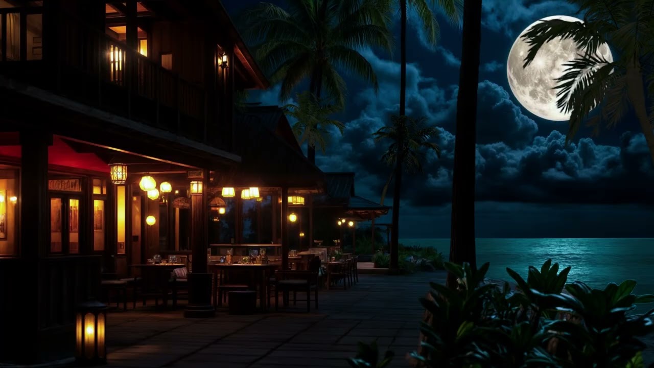 Night Ocean Ambience by Moonlight 🌕 Gentle Waves for Deep Sleep & Relaxation