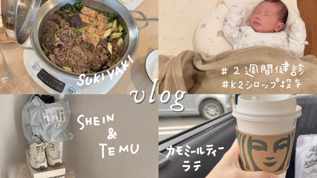 新生児との生活👶🏻｜野菜ケーキを作る🥦｜SHEIN &TEMU &無印良品購入品🛒｜2週間検診とK2シロップ投与🏥