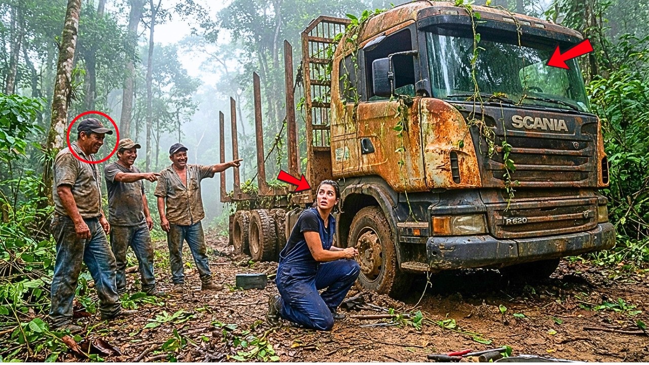 NADIE QUISO EL CAMIÓN FORESTAL SCANIA R620 — 12 AÑOS OXIDÁNDOSE EN EL BOSQUE… HASTA QUE ELLA LLEGÓ