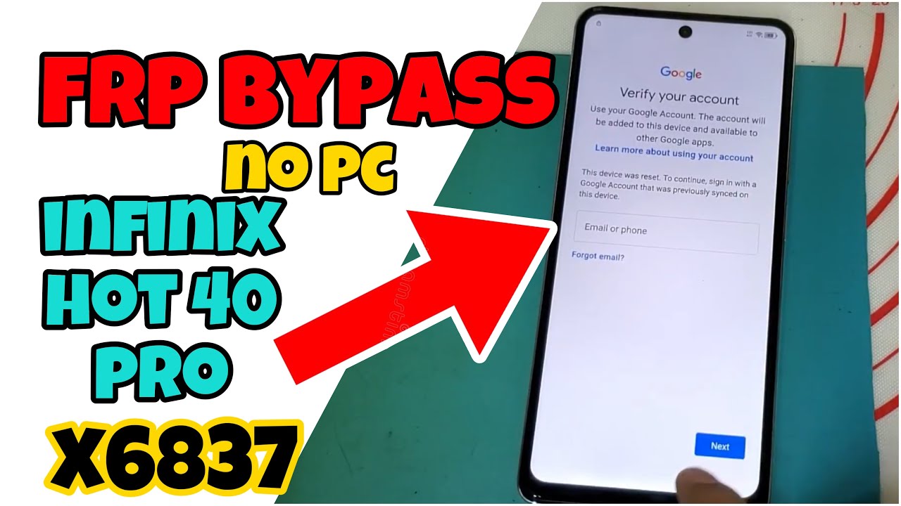 Infinix Hot 40 Pro X6837 FRP bypass no pc