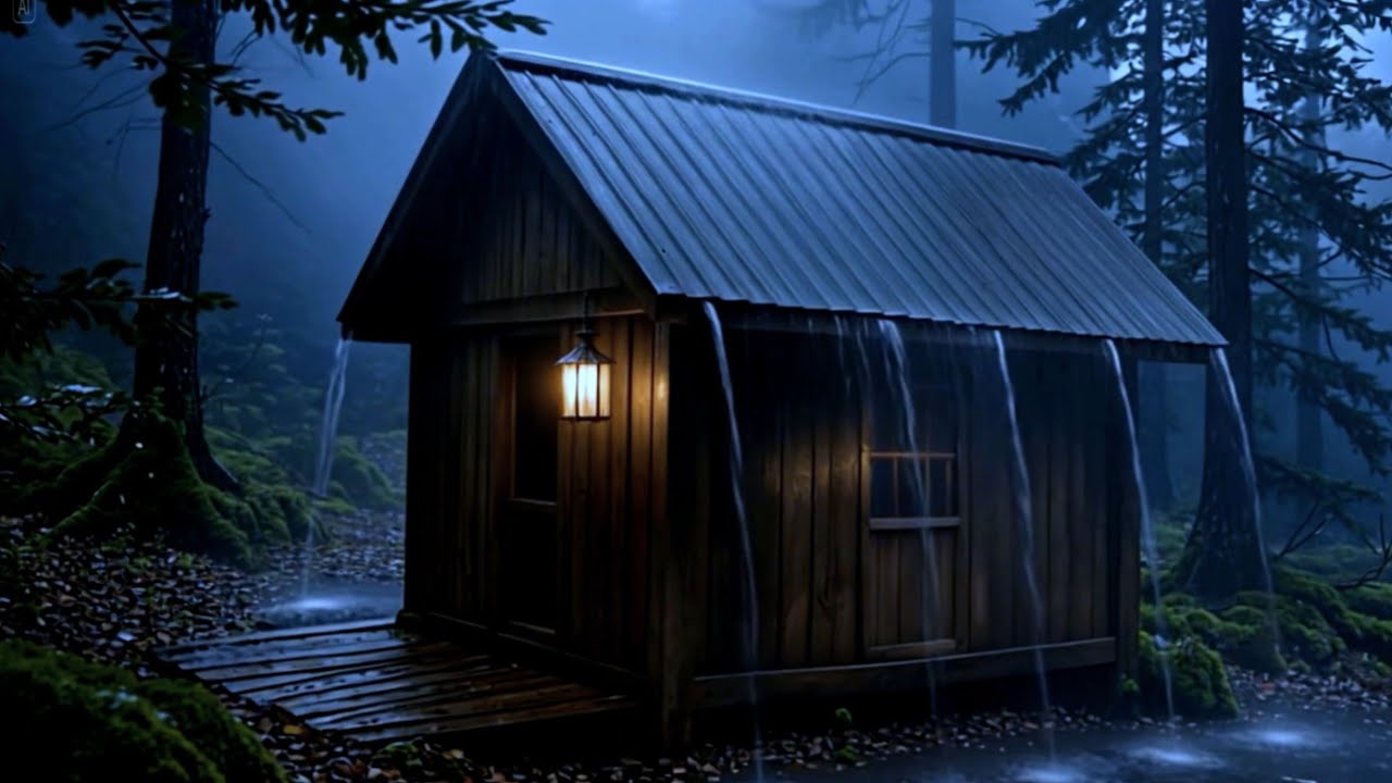 Warm Cabin Glow in the Rain | Sleep & Relax Piano Music