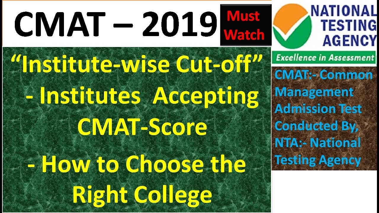 College Wise Expected Cutoff  CMAT 2019,Colleges Accepting CMAT Scores & Percentile Needed
