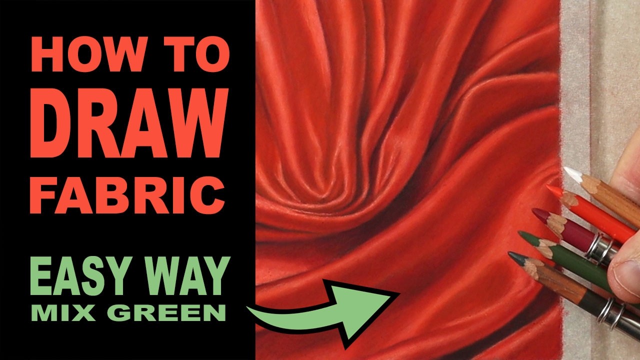 How to draw Folds in Red Fabric | Use Green for Clean Shadows.
