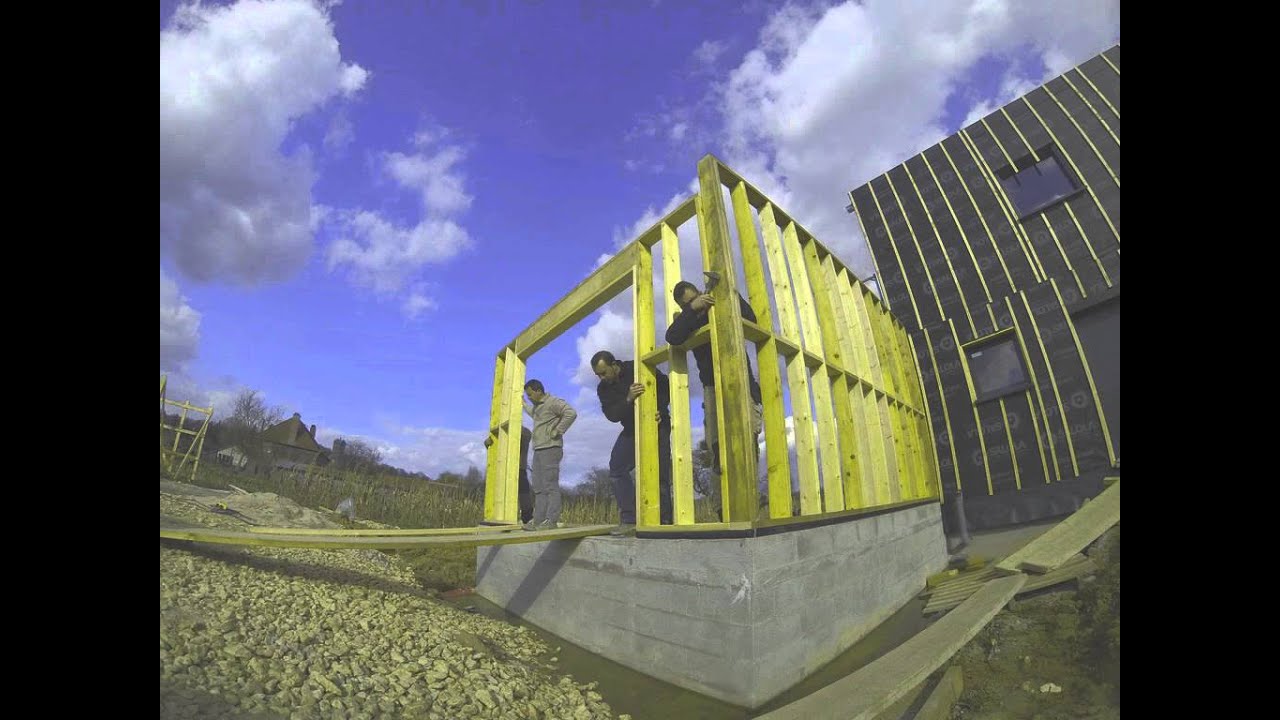 3GBois Construction d'une maison a ossature bois contemporaine en timelapse
