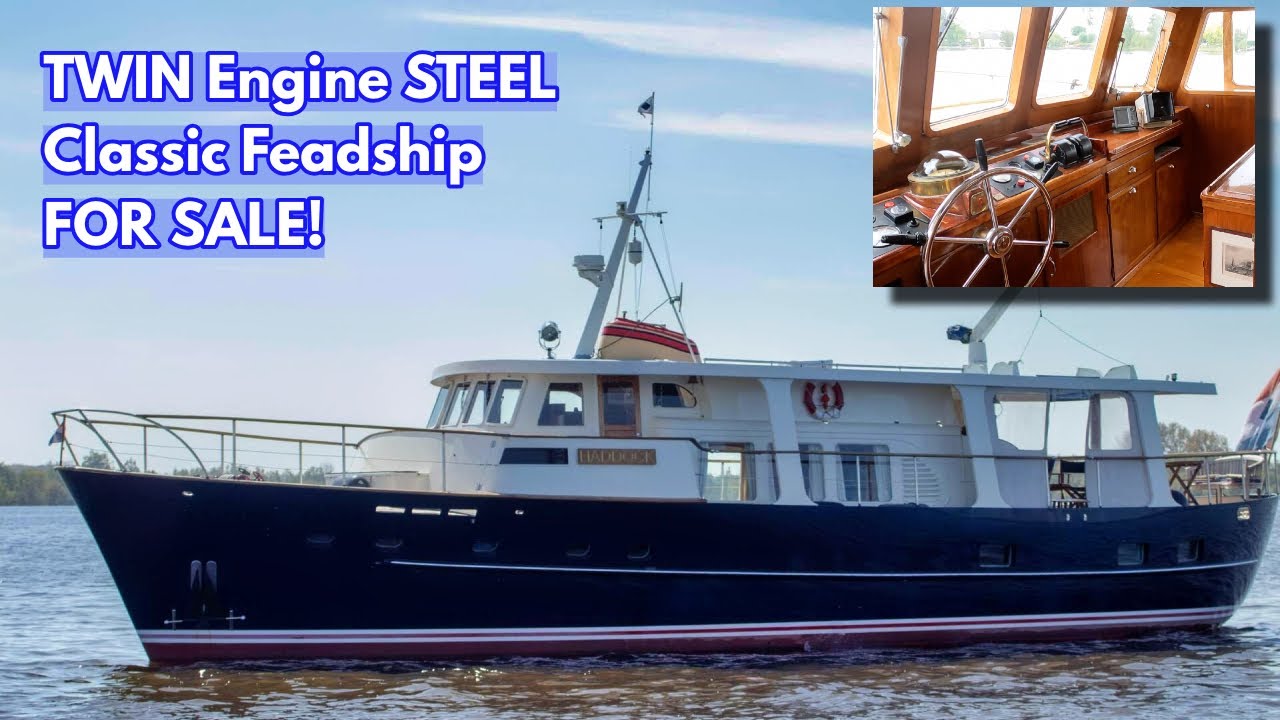 €449K STEEL Classic 1962 Canoe Stern FEADSHIP For Sale! | M/Y Haddock!