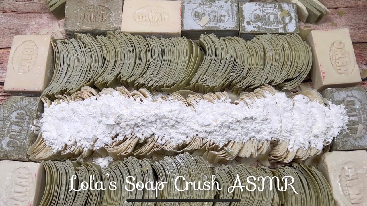 ASMR soap crushing, Giant Dalan olive oil set!! EXTRA crispy, some starch/ NO  squeaks 💚💚