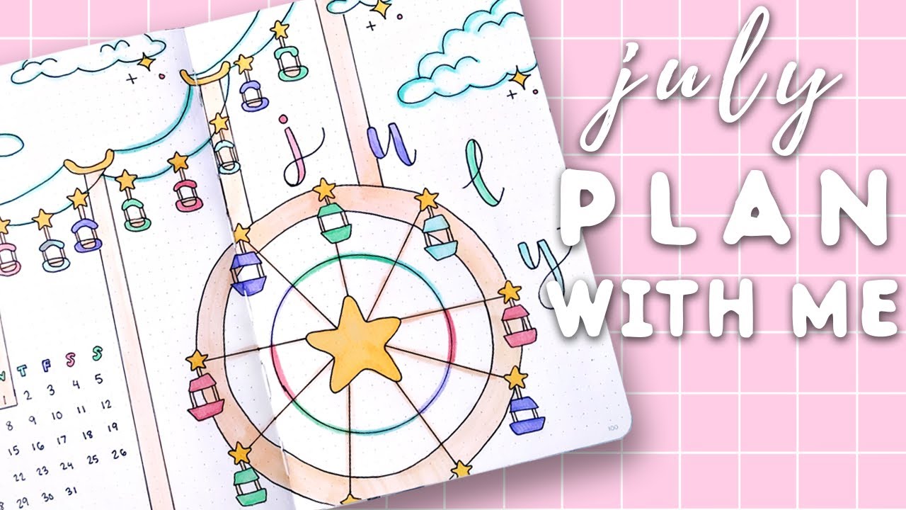 plan with me: july 🍡 bullet journal set-up | pastel carnival