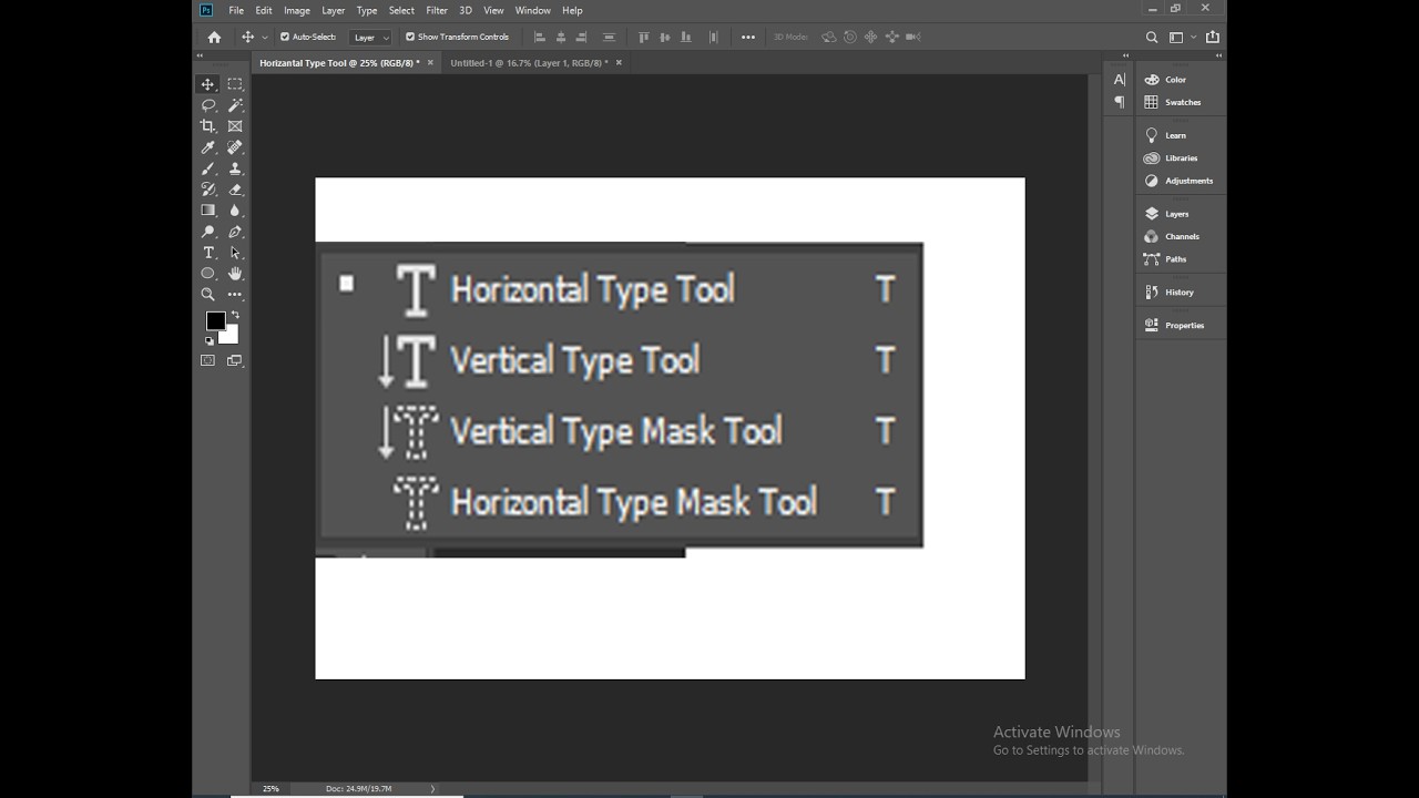 Class # 24 Adobe Photoshop CC 2019 Horizantal Type Tool_Type Single Line_Type Paragraph