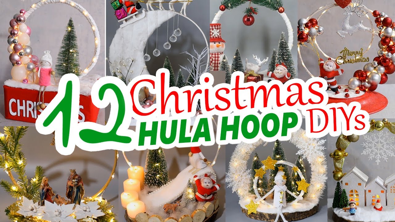 12 DIY Christmas Hula Hoop Decoration Ideas - Christmas Centerpiece