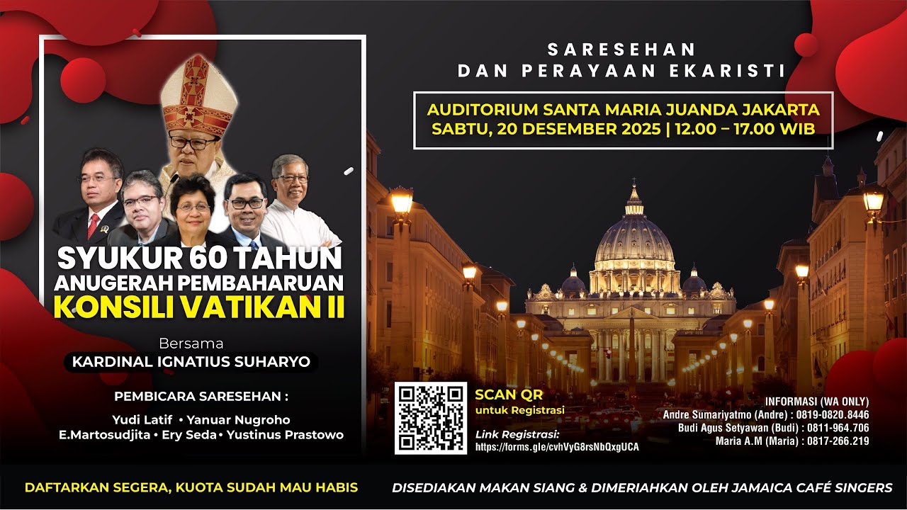 🔴 LIVE SARESEHAN & EKARISTI BERSAMA KARDINAL IGNATIUS SUHARYO | SYUKUR 60 TAHUN KONSILI VATIKAN II