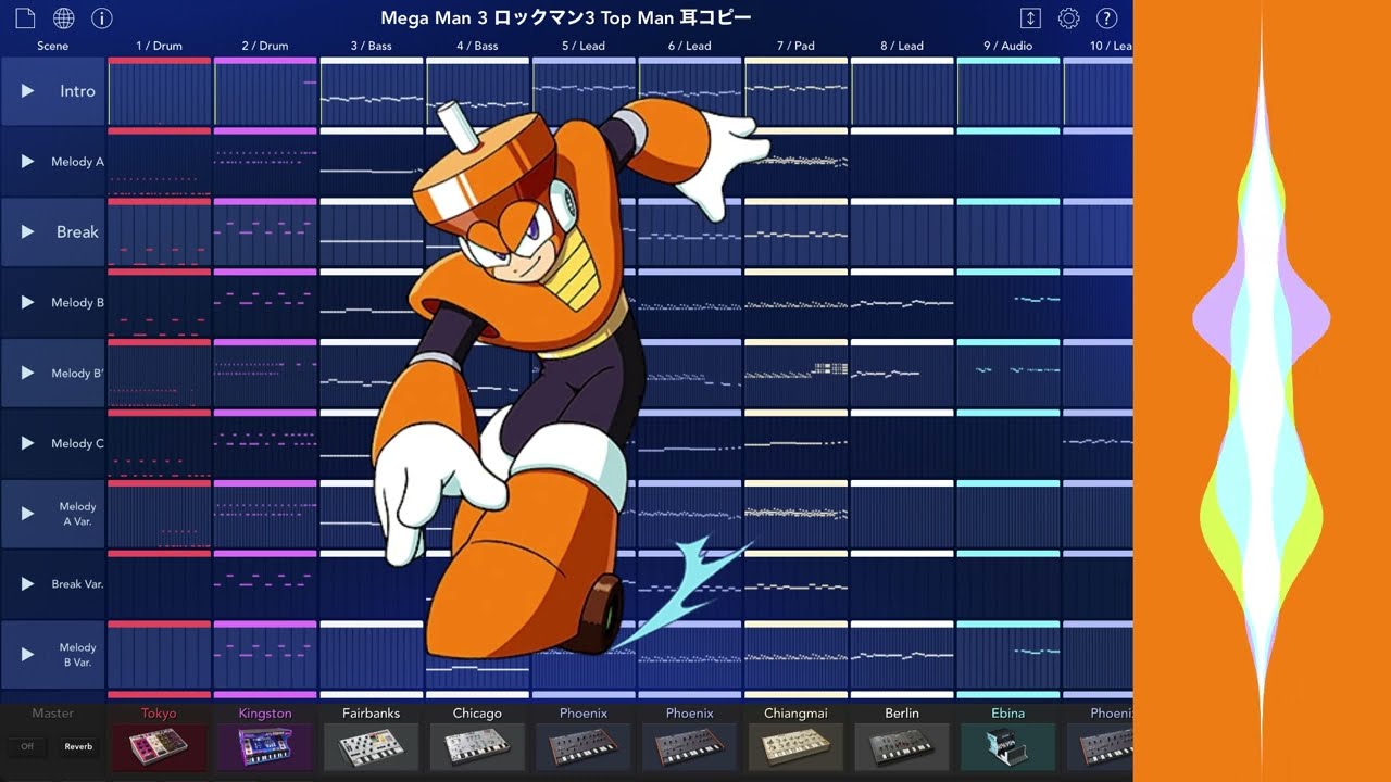 Mega Man 3 Top Man Stage Music (Korg Gadget Remix) ロックマン3 トップマン ステージBGM アレンジ 耳コピー