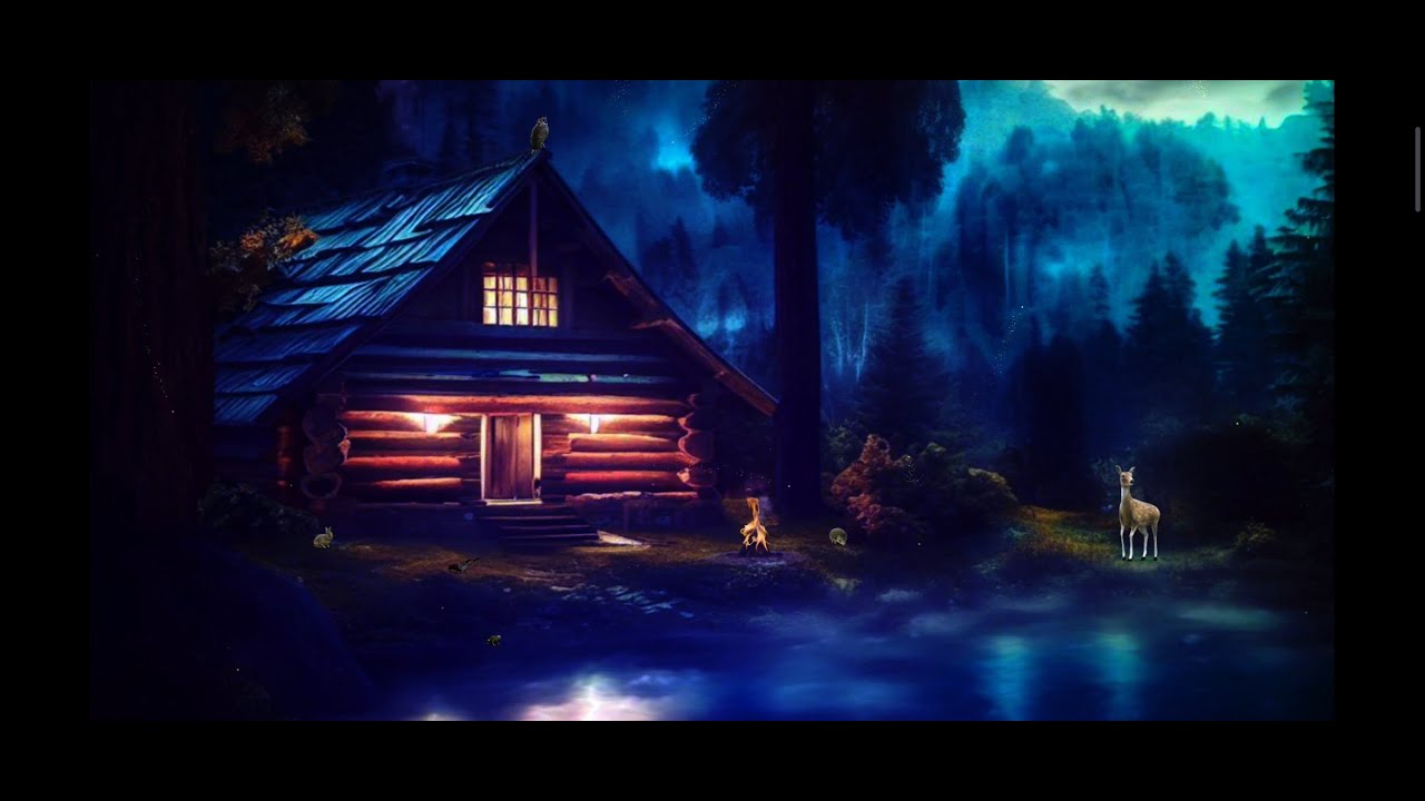 Cozy Cabin Night Fireplace 🔥 Forest Ambience, Fireflies & Relaxing Nature Sounds (8 Hours)