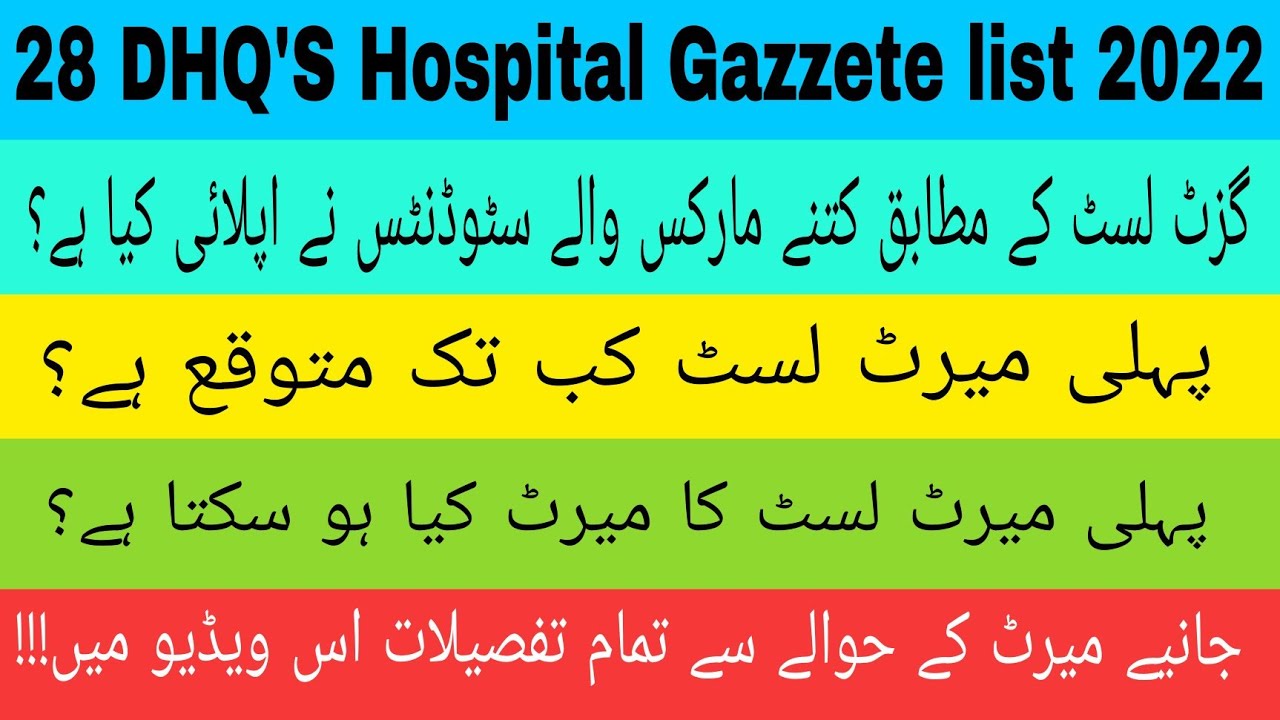 28 DHQ'S Gazzete list || 28 DHQ'S 1st Merit list date & Expected Merit 2022
