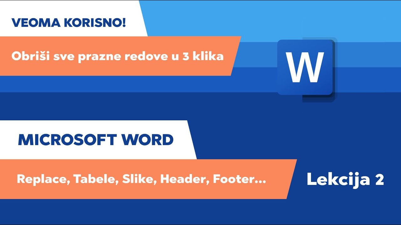 Microsoft Word | Lekcija 2 | Replace | Tabele | Slike | Header | Footer