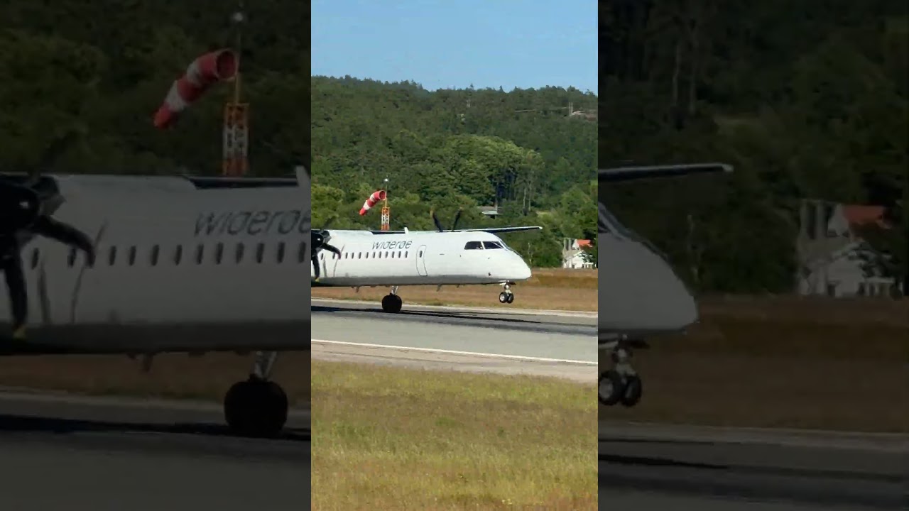 Do you see the pilot? 👀 Dash 8 Q400 landing ✈  #airplane #aviation #flight #landing #shorts