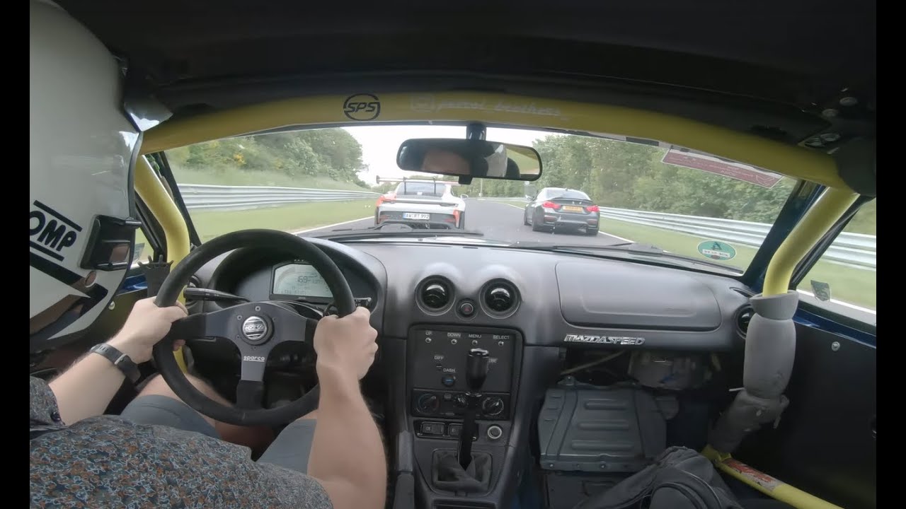 MX5 Turbo chasing Porsche GT3 RS Ringtaxi on Nürburgring Nordschleife BTG 7:45