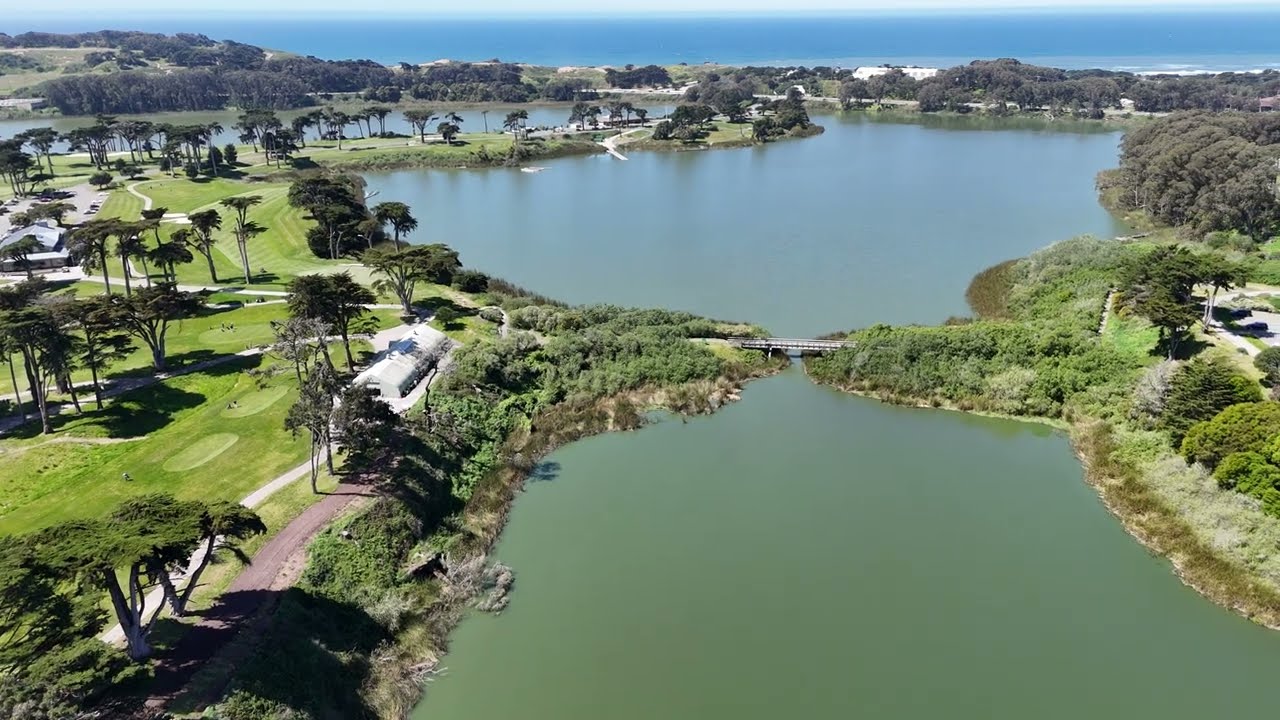 SF Lake Merced Aerial Drone Flyover 4K