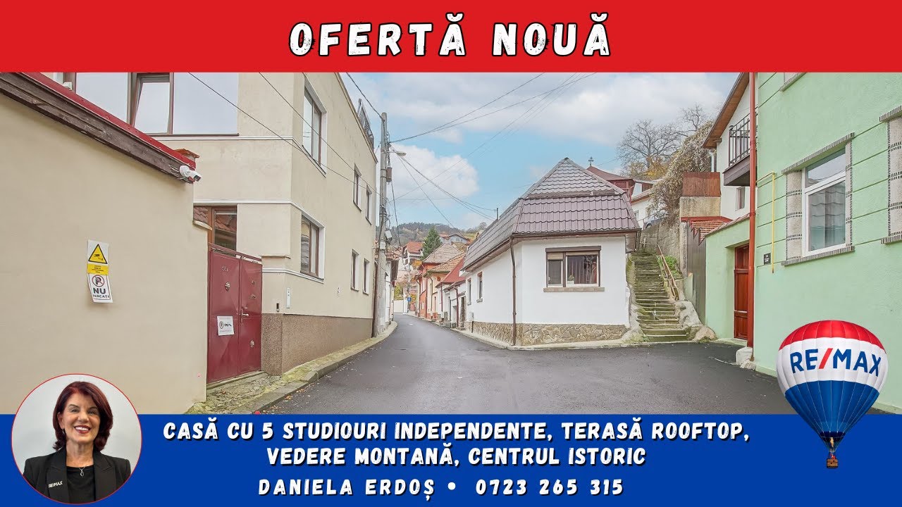 Casă cu 5 studiouri independente, terasă rooftop, vedere montană, Centrul Istoric