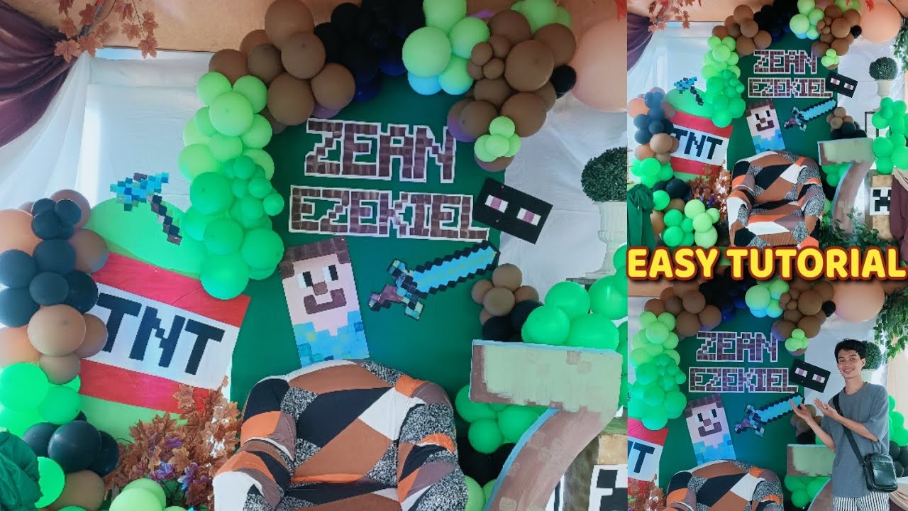 Balloon Decoration Ideas at Home | Minecraft Backdrop Decoration Ideas at Home