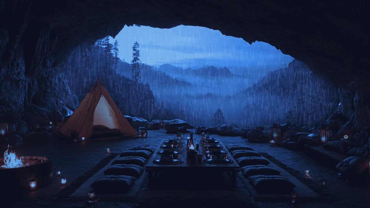 Forest Cave Rainstorm ⛈️ Soothing Thunder Ambience for Sleep, Focus and Relaxation