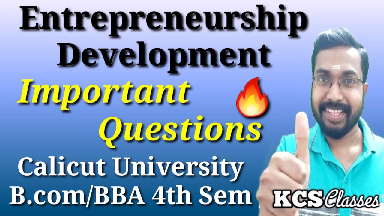 Entrepreneurship Development|Important Questions|Calicut University Bcom/BBA 4th Semester