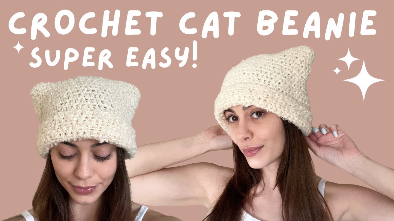 How To Crochet A Cat Beanie - Quick & Easy Tutorial for beginners
