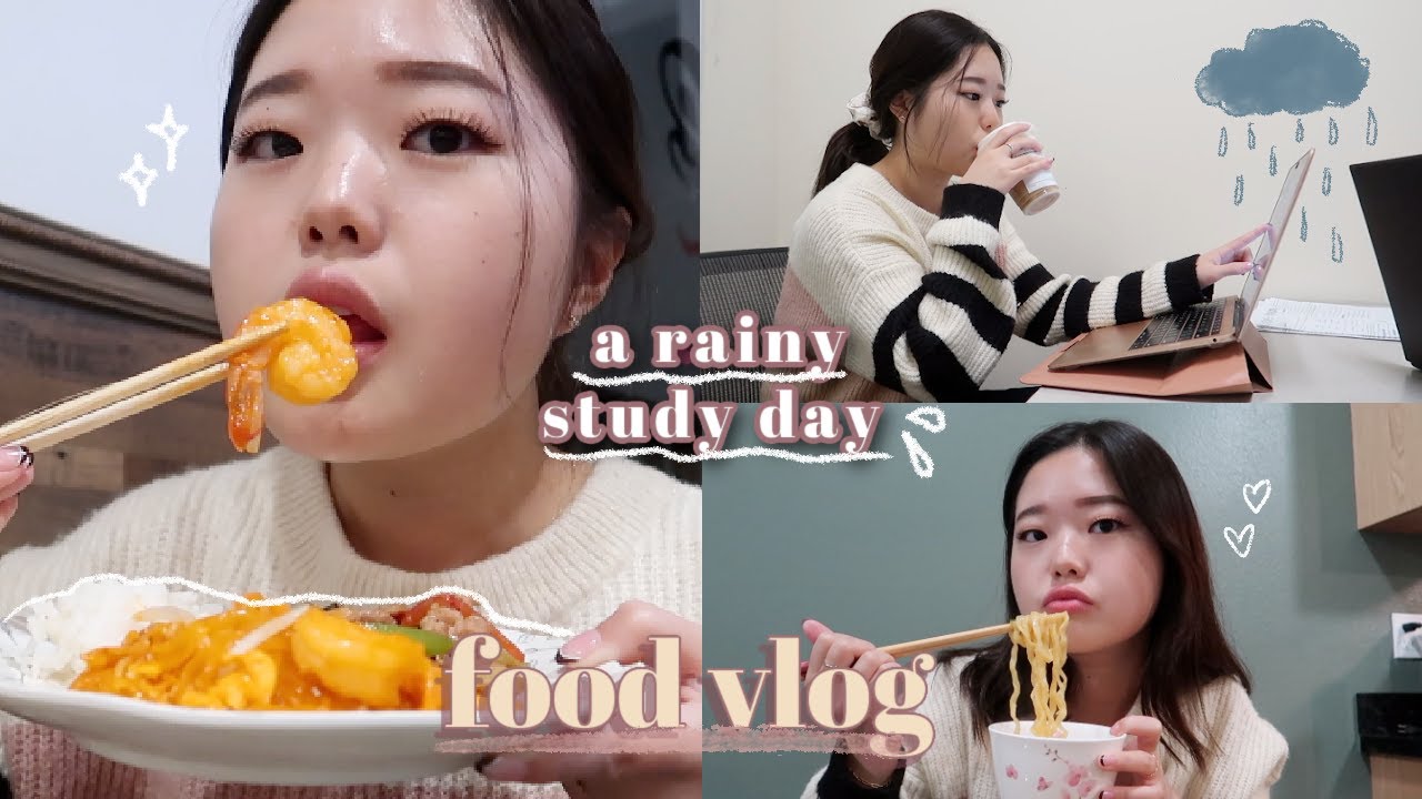 what i eat on a rainy day in uni 🌧 (very realistic+busy study vlog) 🙇🏻‍♀️📚