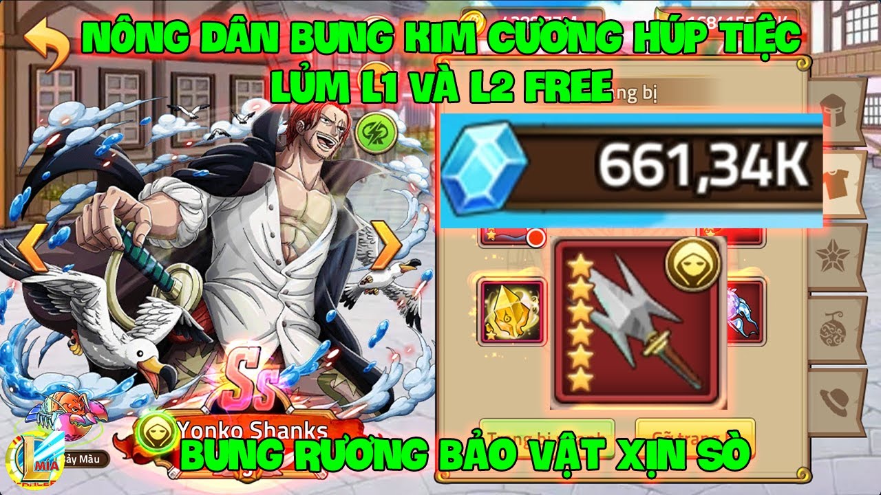 Huyền Thoại Hải Tặc - N&Ocirc;NG D&Acirc;N Bung Kim Cương H&uacute;p Tiệc Lủm L1 V&agrave; L2 Free, Bung Rương Bảo Vật Xịn S&ograve;