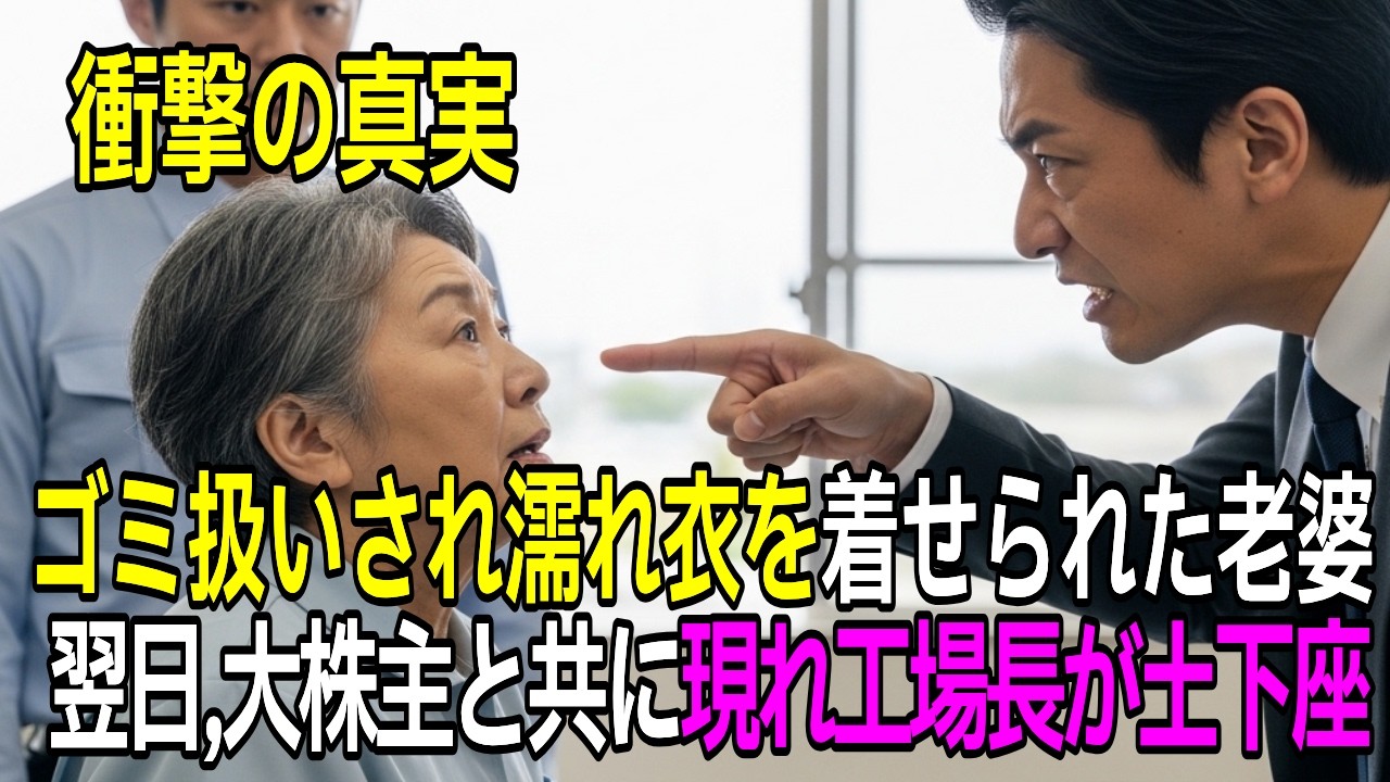 「貧乏な高齢清掃員は消えろ」老舗醤油蔵で私に濡れ衣を着せたエリート工場長。翌日、大株主と共に現れた私の本当の正体と亡き夫の秘密を知り絶叫…【スカッと朗読】【因果応報】