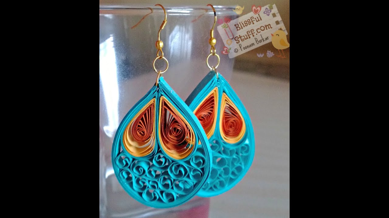 DIY - Quilled paper earrings, Paper quilling earrings tutorial