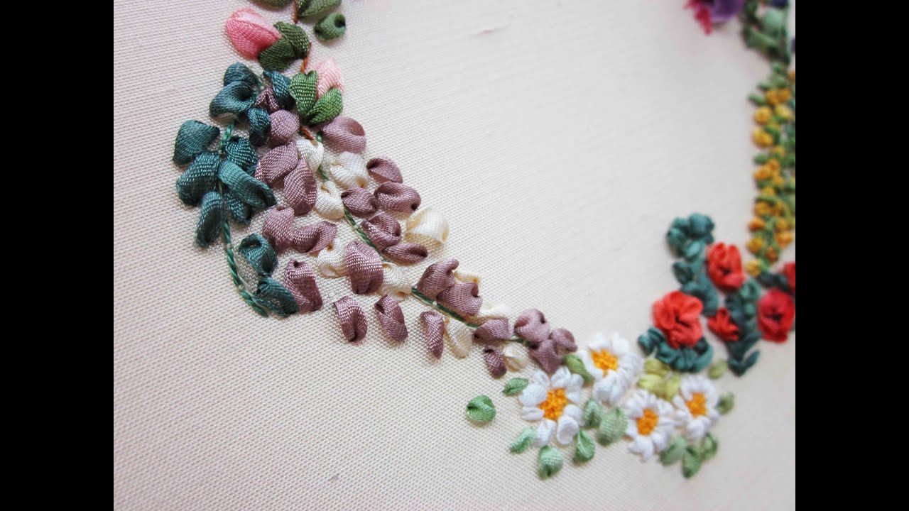 Tour Embroidery Ribbon Garland Online Tutorial Lesson 2 of 8: Wisteria