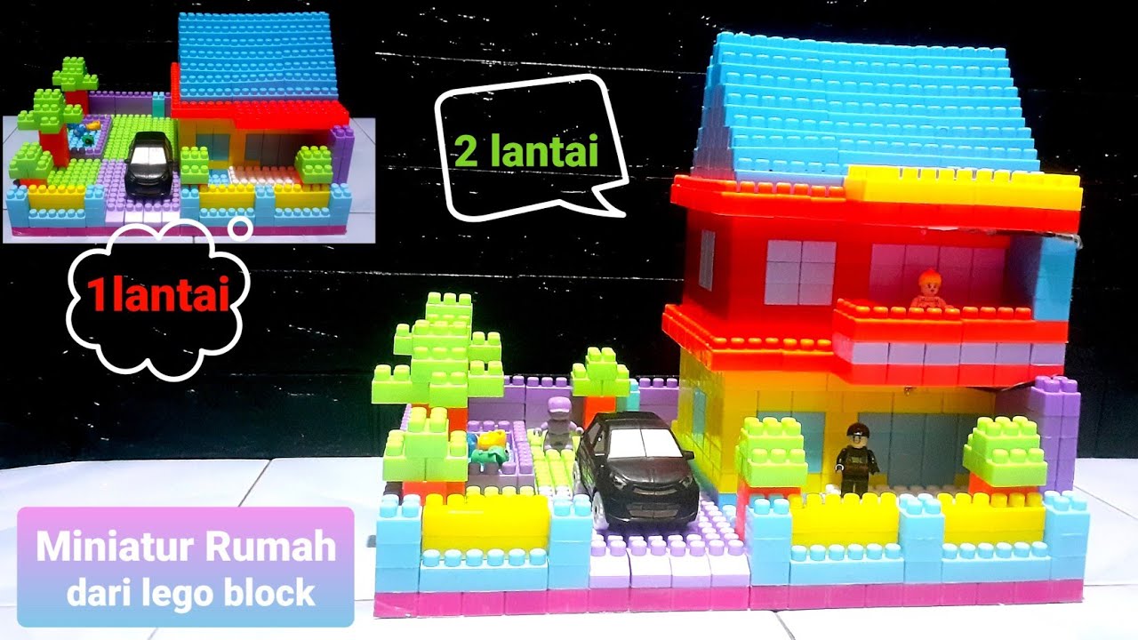 Miniatur rumah 1 lantai dan 2 lantai dari lego block