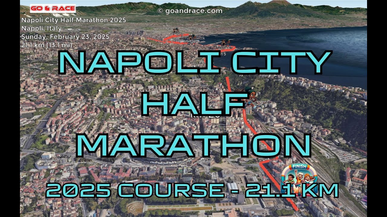 Napoli City Half Marathon 2025: fly over the half-marathon course! Video of the race path.