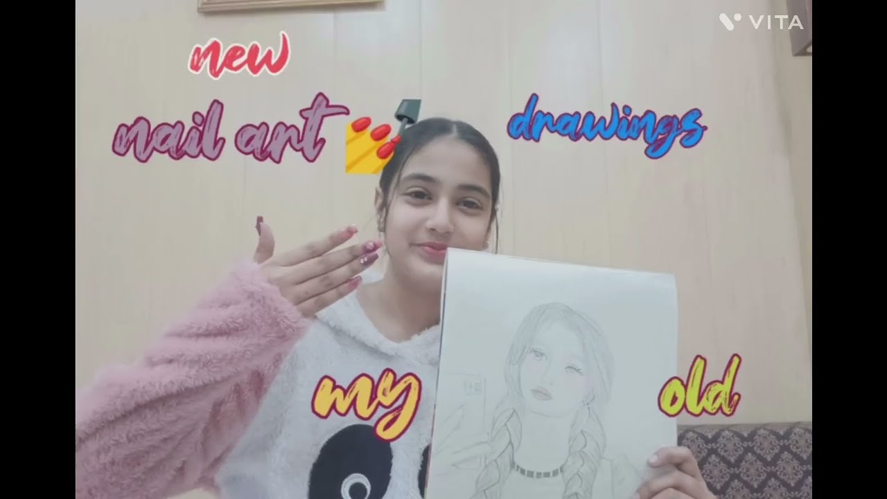 My new nail art and my old drawings please subscribe 🙏😍🙏😊😊