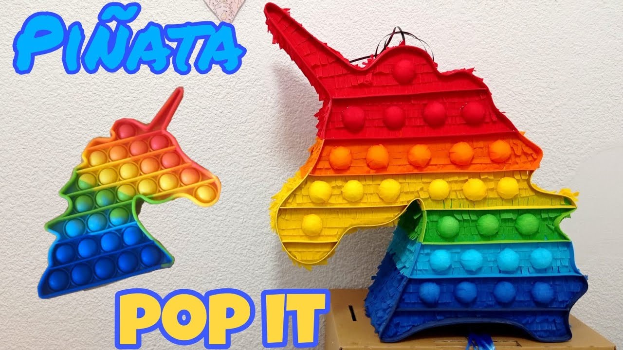 Piñata POP IT unicornio FÁCIL con BOLAS de CORCHO [Piñata pop it unicorn] 🦄arcoiris🌈